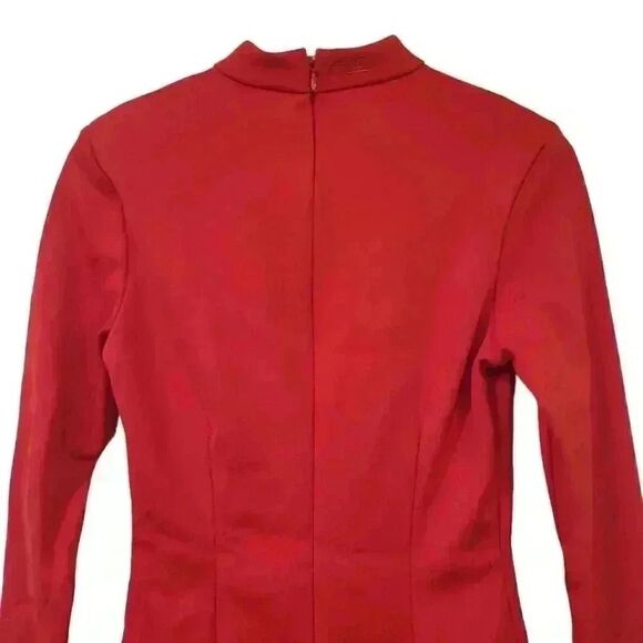 H&M Nikki Minaj Red Poly Scuba Fitted Mock Neck Long Sleeve Dress NEW - Picture 12 of 16